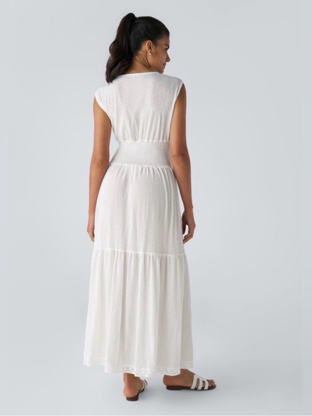 HALARA White Smocked Waist Maxi Dress NWT Size Large - Picture 2 of 8